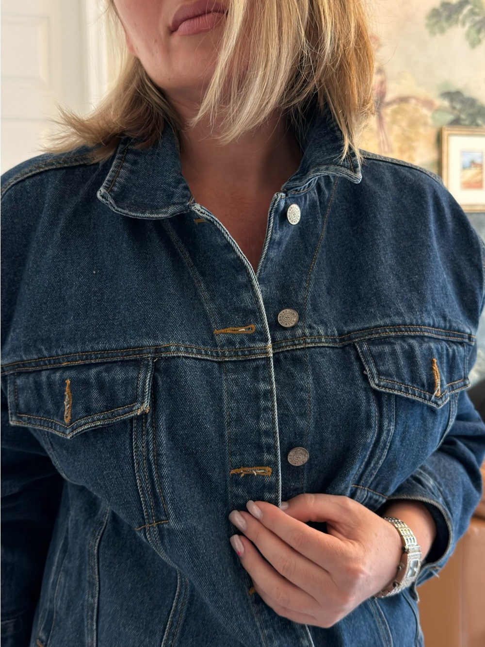 Classic vintage denim jacket by Bill Blass, size L, oversized style - Picture 5 of 6